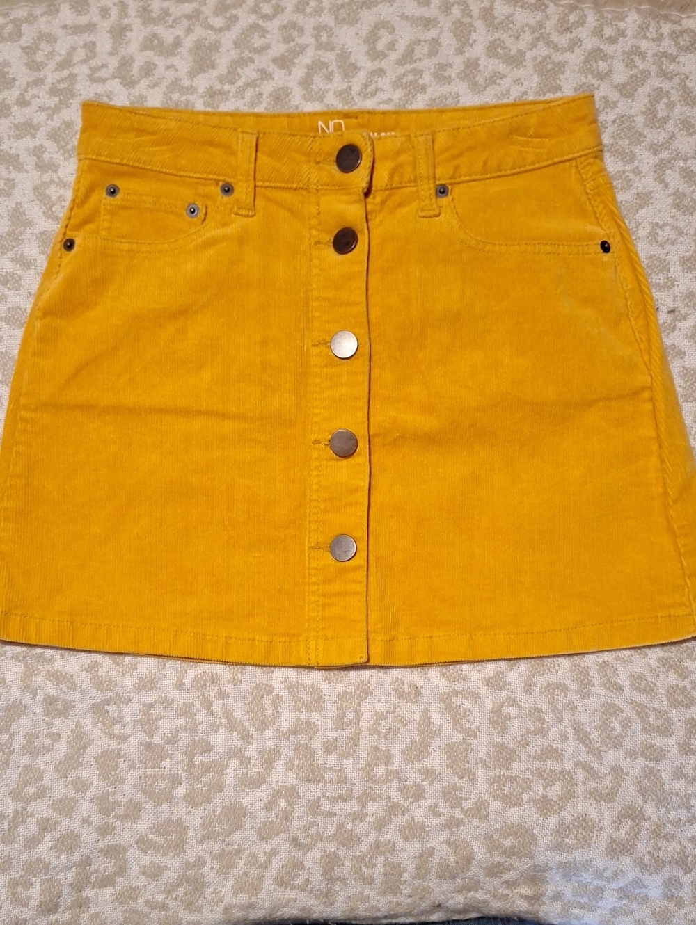 NOBO Mustard Yellow Button-Front Corduroy Mini Skirt